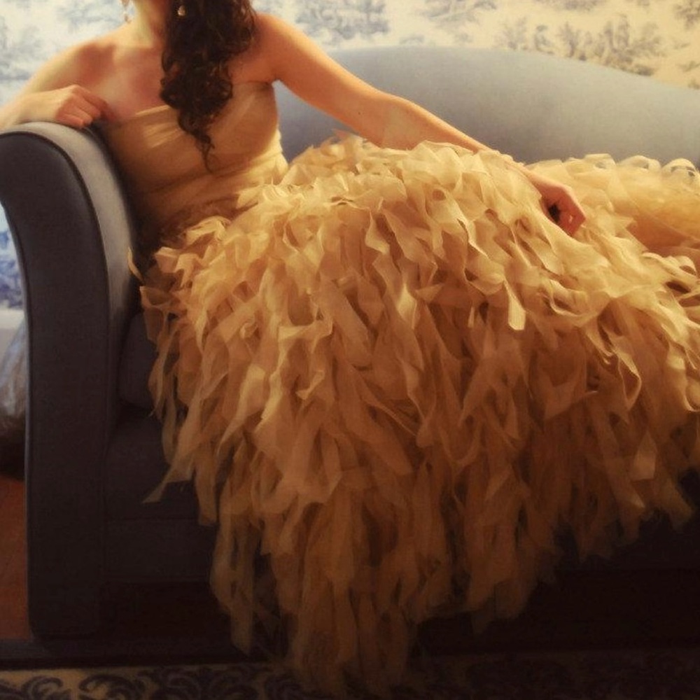 Tadashi Shoji Silk Organza Gown Champagne